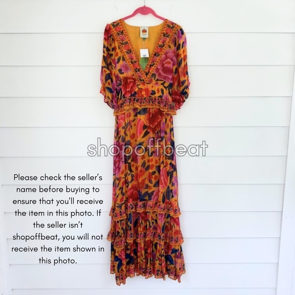 NEW Farm Rio Floral Dream Maxi Dress Floral Dream Yellow XS - Picture 11 of 17